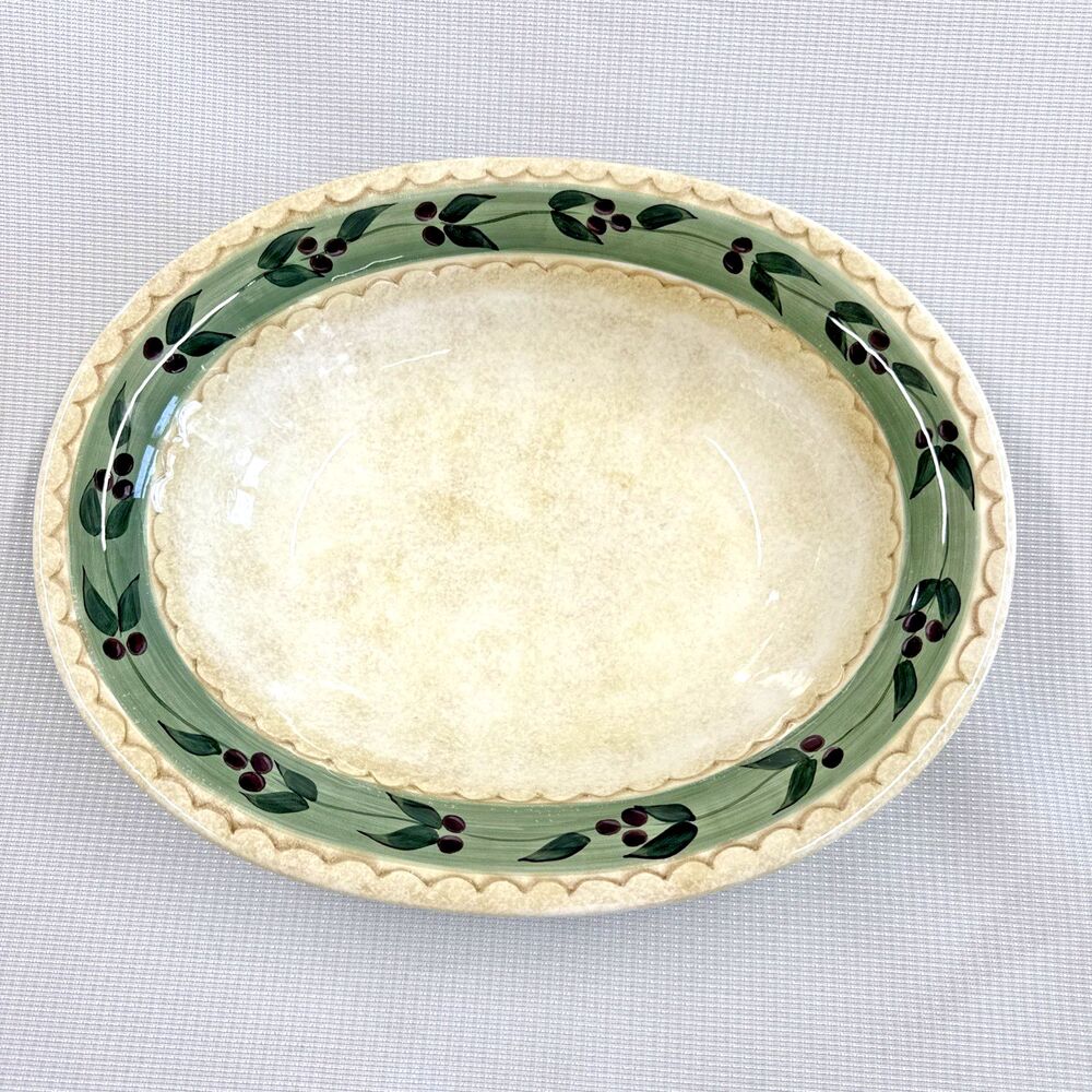 Oneida Oliveto - Large Hand Painted Oval Salad Serving Bowl - 14.5" x 11-3/4"